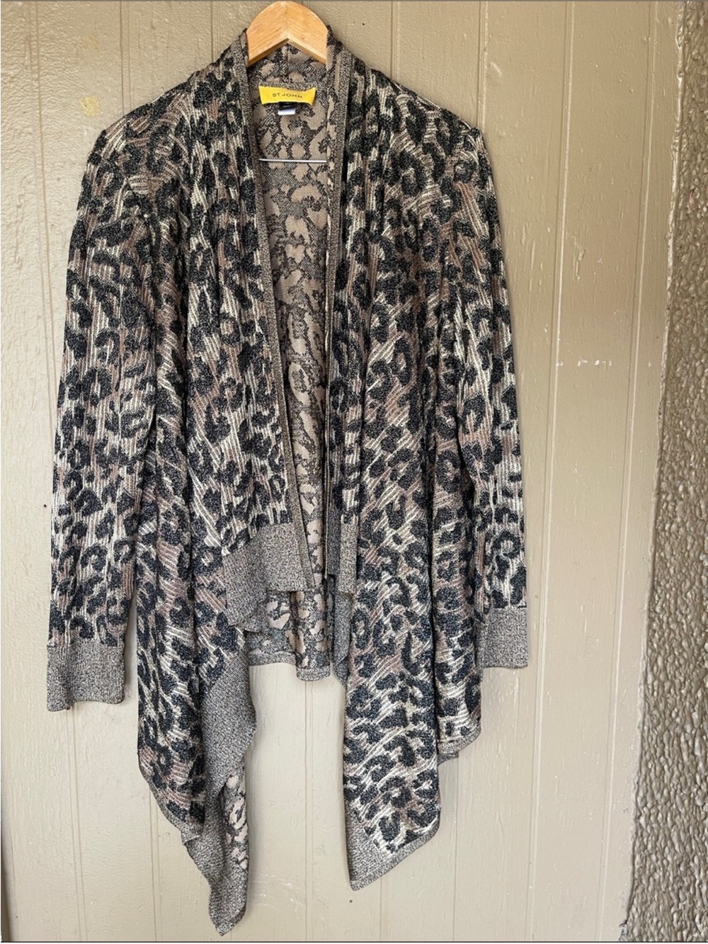 St. John Women’s Leopard-Print Open Front Cardigan Sweater - Size L